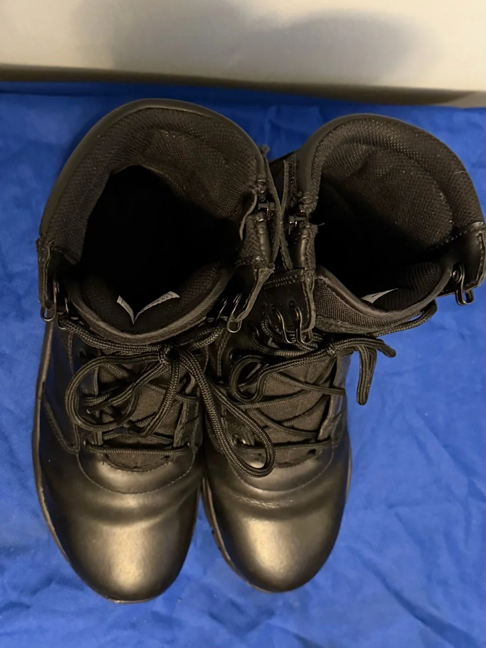 Mens Black 100% leather upper Tactical Boots